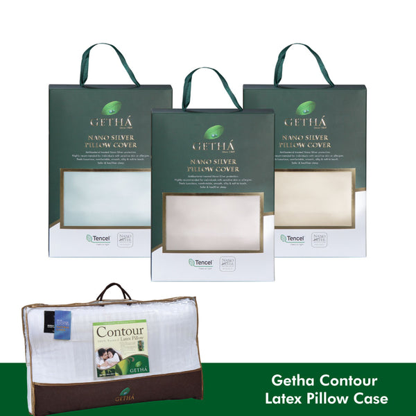 Getha Contour Latex Pillow Case - Tencel Nano Silver Fabric