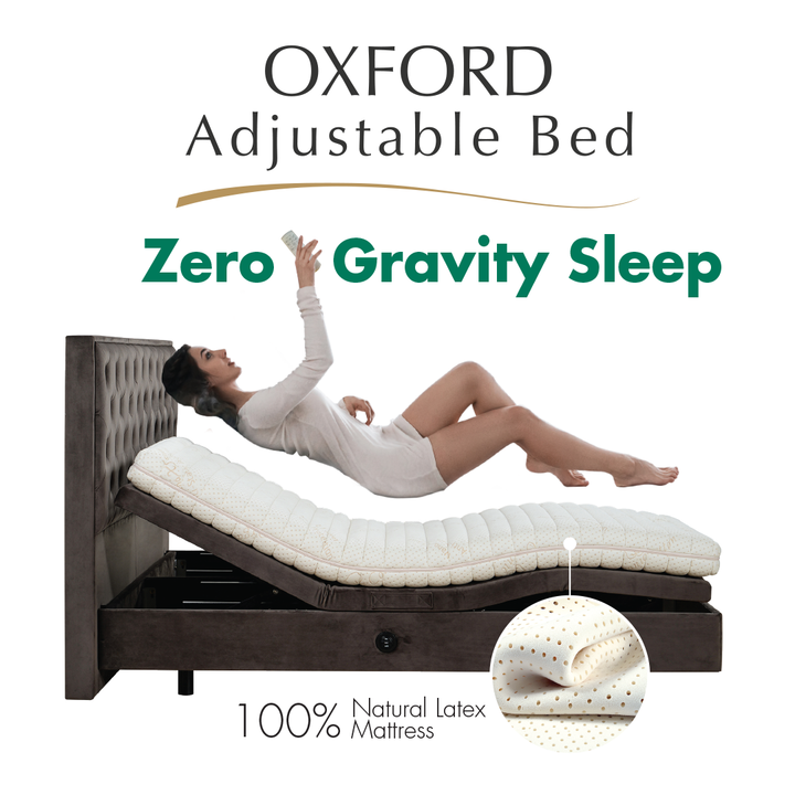 Getha Oxford Adjustable Bed 100% Natural Latex Mattress Zero Gravity Sleep 