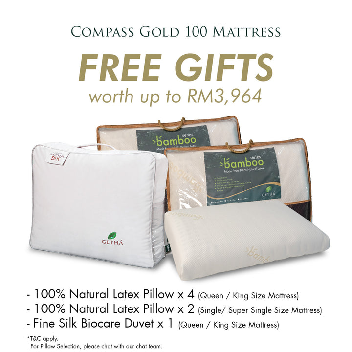Free Gifts worth RM3964 Getha Compass Gold 100 Mattress