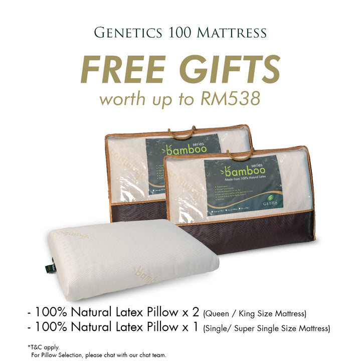 Free Gifts worth RM538 Getha Genetics 100 Latex Mattress