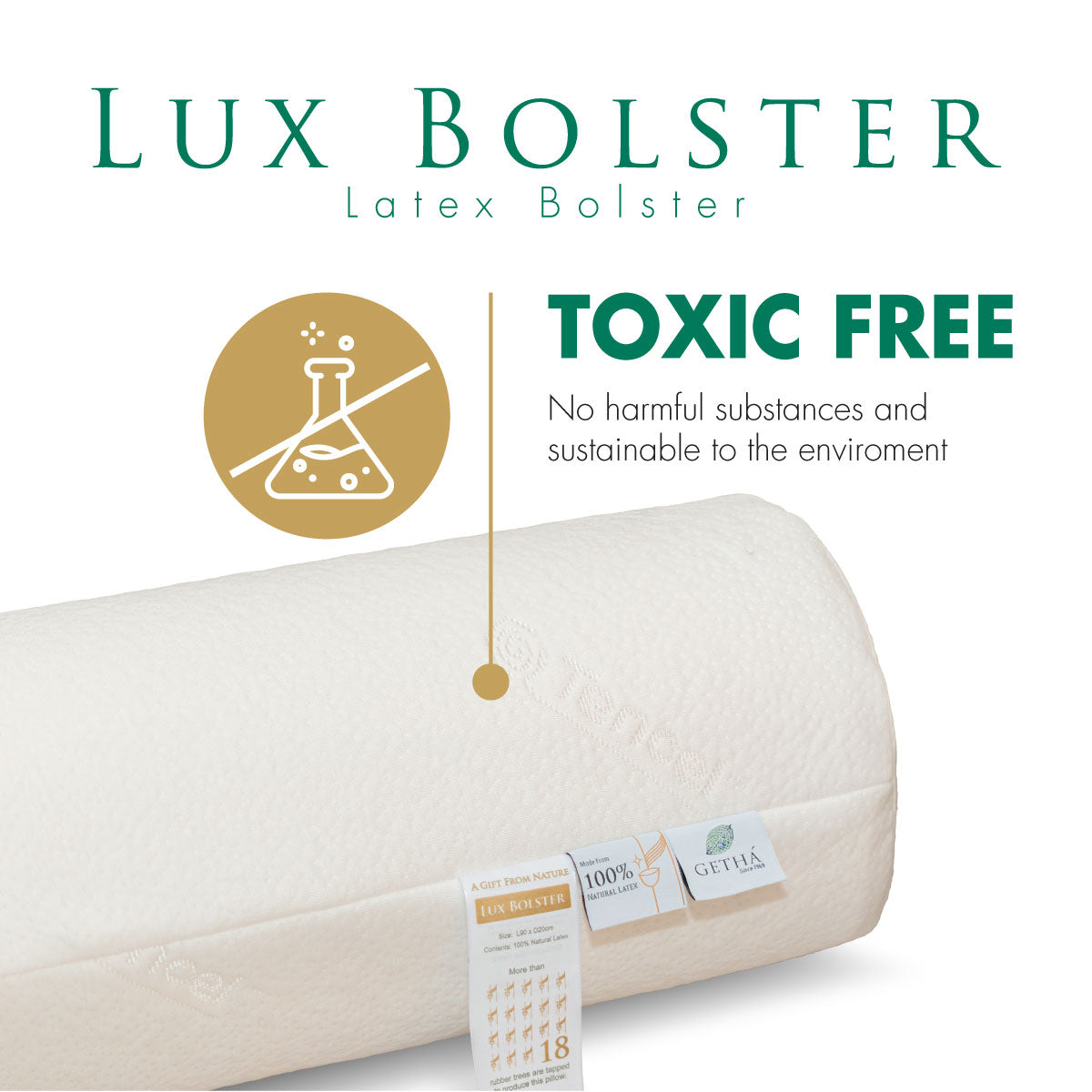 Getha Lux Bolster (100% Natural Latex Bolster)