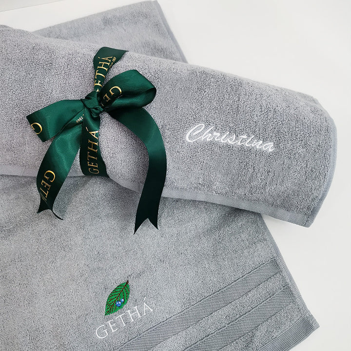 Grey Bamboo Towel with embroidery name