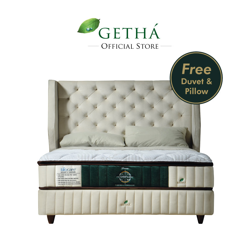 Free Duvet and Pillows Getha Compass Green Mattress