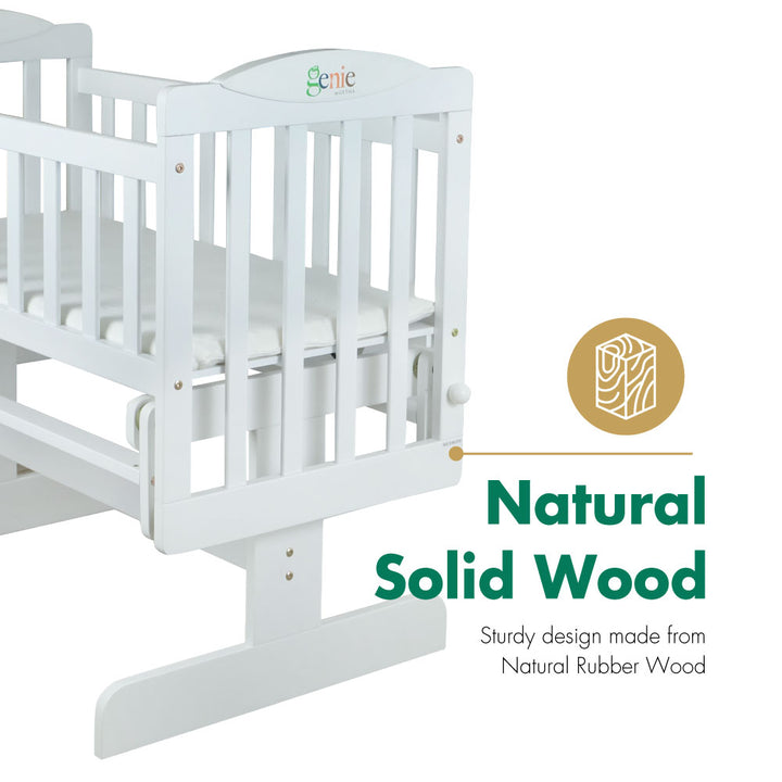 Natural Solid Rubber Wood Baby Cradle Cot