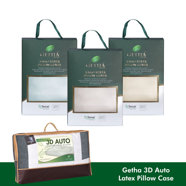 Getha 3D Auto Latex Pillow Case - Tencel Nano Silver Fabric