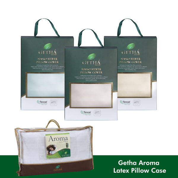 Getha Aroma Latex Pillow Case - Tencel Nano Silver Fabric