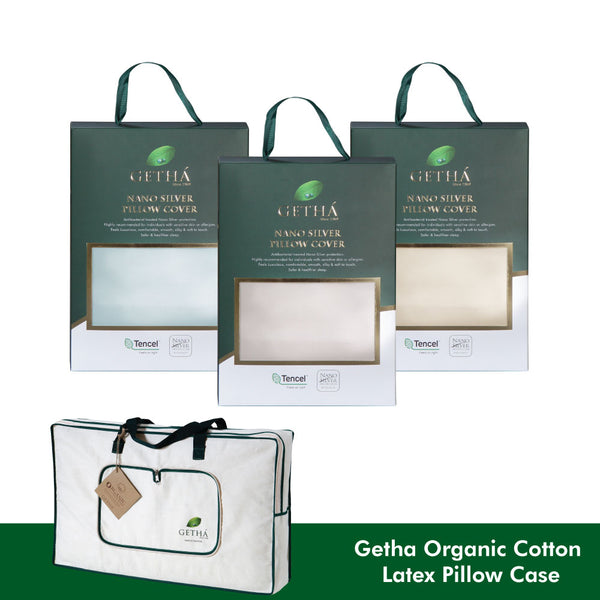 Getha Organic Cotton Latex Pillow Case - Tencel Nano Silver Fabric