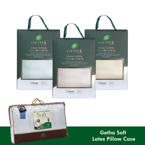 Getha Soft Latex Pillow Case - Tencel Nano Silver Fabric