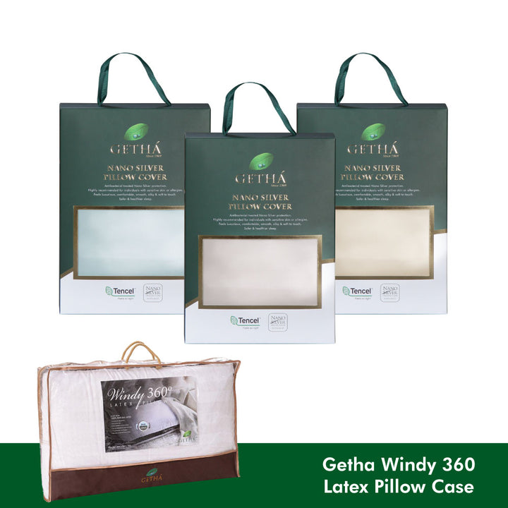 Getha Windy 360 Latex Pillow Case - Tencel Nano Silver Fabric