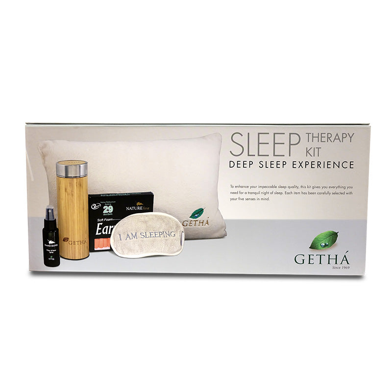 Getha Sleep Pack with eye mask, pillow, earplug, spray & flask