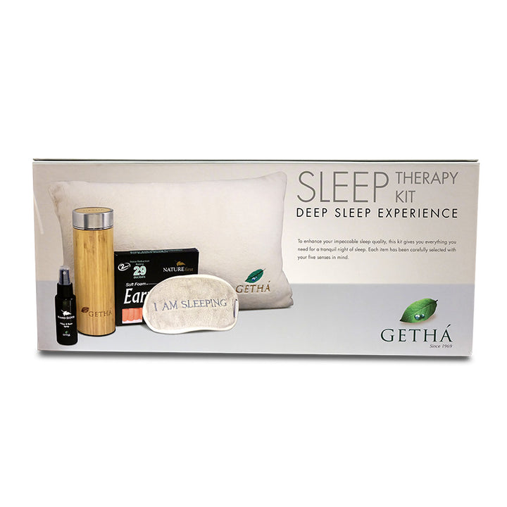 Getha Sleep Pack with eye mask, pillow, earplug, spray & flask